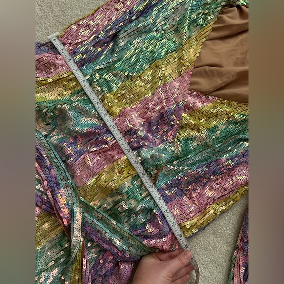 Show Me Your MuMu Pastel Rainbow Sequin Mini Dress - Picture 11 of 13